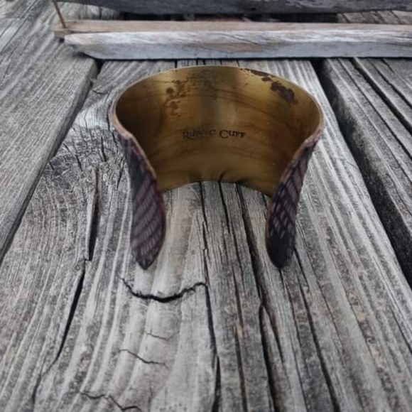 Vintage Rustic Cuff Python Bracelet Gold Metal - Picture 3 of 7